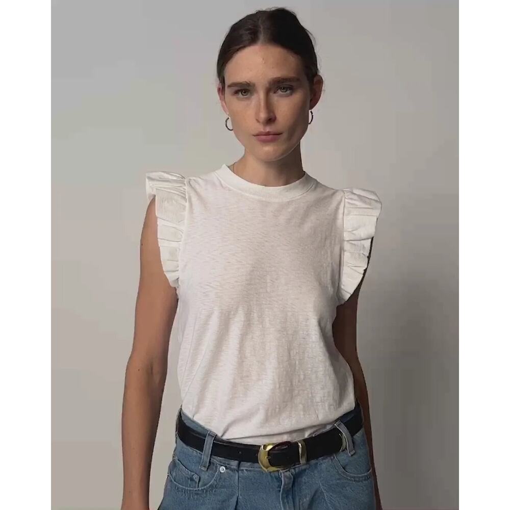 Nation LTD White Ruffle Sleeve Blouse